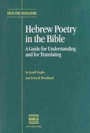 Cover of: Hebrew Poetry in the Bible: A Guide for Understanding and for Translating (Ubs Handbooks Helps for Translators)