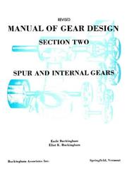 Cover of: Manual of Gear Design: Spur and Internal Gears
