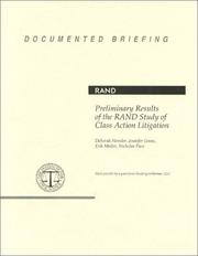 Cover of: Preliminary Results of the RAND Study of Class Action Litigation