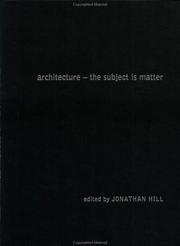 Cover of: Architecture by Jonathan Hill
