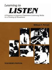 Cover of: Learning to Listen by William F. McCart, William F. McCart