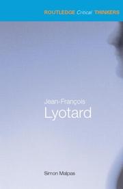 Cover of: Jean Francois Lyotard (Routledge Critical Thinkers)