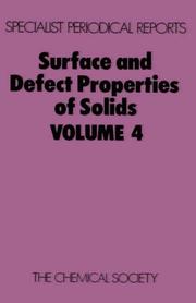 Cover of: Surface and Defect Properties of Solids (Specialist Periodical Reports) by M. W. Roberts