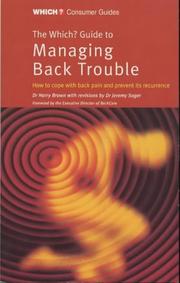 Cover of: "Which?" Guide to Managing Back Trouble ("Which?" Consumer Guides)