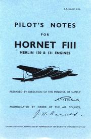 Cover of: De Havilland Hornet FIII  -Pilot's Notes