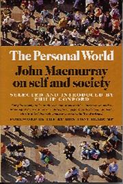 Cover of: The Personal World: John Macmurray on Self and Society