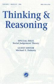 Cover of: Social Judgement Theory: A Special Double Issue Of The Journal Thinking And Reasoning (Social Judgement Theory)