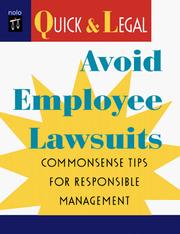 Cover of: Avoid Employee Lawsuits: Commonsense Tips for Responsible Management (Quick & Legal Series)