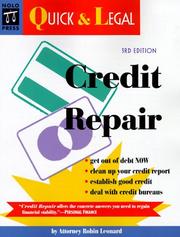Cover of: Credit Repair  (Quick & Legal Series), 3rd Ed. by Robin Leonard, Shae Irving