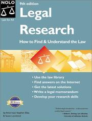 Cover of: Legal Research by Stephen Elias, Susan Levinkind