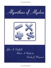 Front cover of Algorithms of Algebra by John A. Chatfield