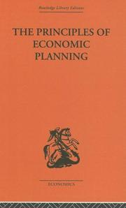 Cover of: Principles of Economic Planning