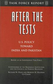 Cover of: After the Tests: U.S. Policy Toward India and Pakistan