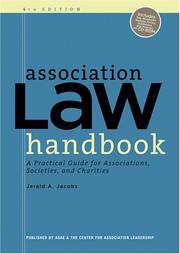 Cover of: Association Law Handbook by Jerald A. Jacobs, Jerald A. Jacobs