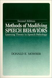 Methods of modifying speech behaviors by Donald E. Mowrer