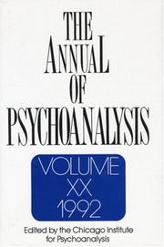 Cover of: The Annual of Psychoanalysis, V. 20 (Annual of Psychoanalysis)