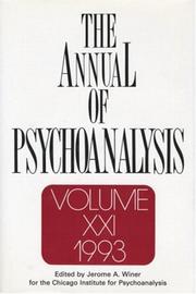 Cover of: The Annual of Psychoanalysis, V. 21 (Annual of Psychoanalysis)