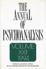 Cover of: The Annual of Psychoanalysis, V. 22 (Annual of Psychoanalysis)