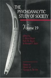 Cover of: The Psychoanalytic Study of Society, V. 19: Essays in Honor of George A. De Vos (Psychoanalytic Study of Society)