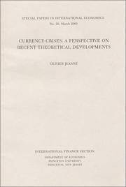 Cover of: Currency Crises: A Perspective on Recent Theoretical Developments (Special Papers in International Economics)