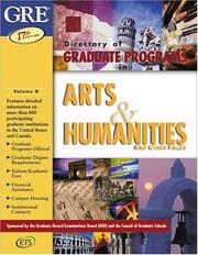 Cover of: Directory of Graduate Programs in Arts & Humanities and Other Fields (Directory of Graduate Programs: Vol. D: Arts, Humanities & Other Fields) by Educational Testing Service.