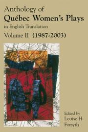 Anthology of Quebec Women's Plays in English Translation by Louise Forsyth