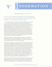 Cover of: Legal Considerations in Establishing a Historic Preservation Organization