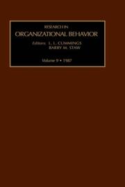 Cover of: Research in Organizational Behavior, 1987: An Annual Series of Analytical Essays and Critical Reviews (Research in Organizational Behavior)