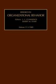 Cover of: Research in Organizational Behavior: An Annual Series of Analytical Essays and Critical Reviews, 1988 (Research in Organizational Behavior)