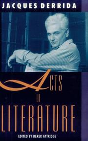 Cover of: Acts of Literature by Jacques Derrida