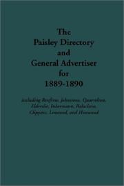 Cover of: The Paisley Directory and General Advertiser for 1889-1890 (Streets Ago) by J. Cook