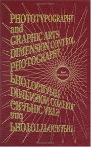 Cover of: Phototypography and Graphic Arts Dimension Control Photography by Jozef Bruyninckx, Jozef Bruyninckx