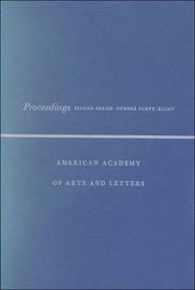 Cover of: Proceedings of the American Academy of Arts and Letters | 