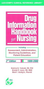 Cover of: Drug Information Handbook for Advanced Practice Nursing by Beatrice B. Turkoski, Brenda R. Lance, Mark F. Bonfiglio