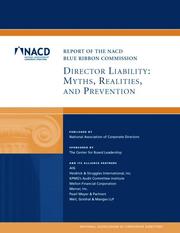 Cover of: Director Liability: Myths, Realities, and Prevention