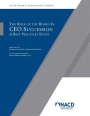 Cover of: The Role of the Board in CEO Succession: A Best Practices Study