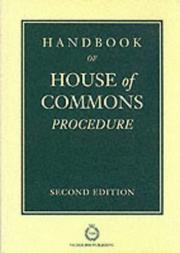 Cover of: Handbook of House of Commons Procedure: 1999