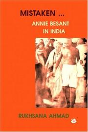 Cover of: Mistaken...: Annie Besant in India