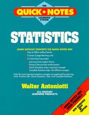 Cover of: Statistics (The Quick Notes Learning System)