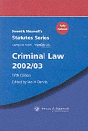Cover of: Criminal Law (Statutes S.)