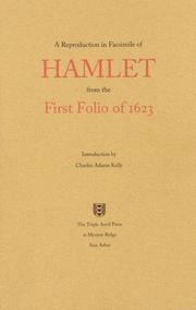 Cover of: A Reproduction in Facsimile of Hamlet from the First Folio of 1623 by William Shakespeare