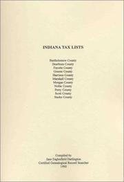 Cover of: Indiana Tax Lists, Volume 1 by Jane Eaglesfield Darlington