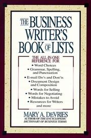 Cover of: The business writer's book of lists by Mary Ann De Vries
