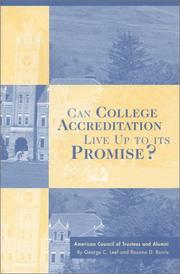 Cover of: Can College Accreditation Live Up to its Promise?