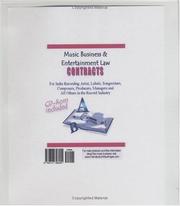 Cover of: Music Business & Entertainment Law Contracts for Indie Recording Artist, Labels, Songwriters, Composers, Producers, Managers and All Others in the Record Industry. Binder / CD-ROM set (PC & Mac)