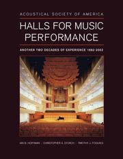 Cover of: Halls for Music Performance: Another Two Decades of Experience 1982 - 2002