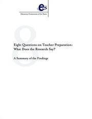 Cover of: Eight Questions on Teacher Preparation: What Does the Research Say?
