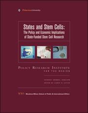 Cover of: States and Stem Cells: The Policy and Economic Implications of State-Funded Stem Cell Research
