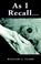 Cover of: As I Recall . . .