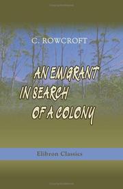 Cover of: An Emigrant in Search of a Colony